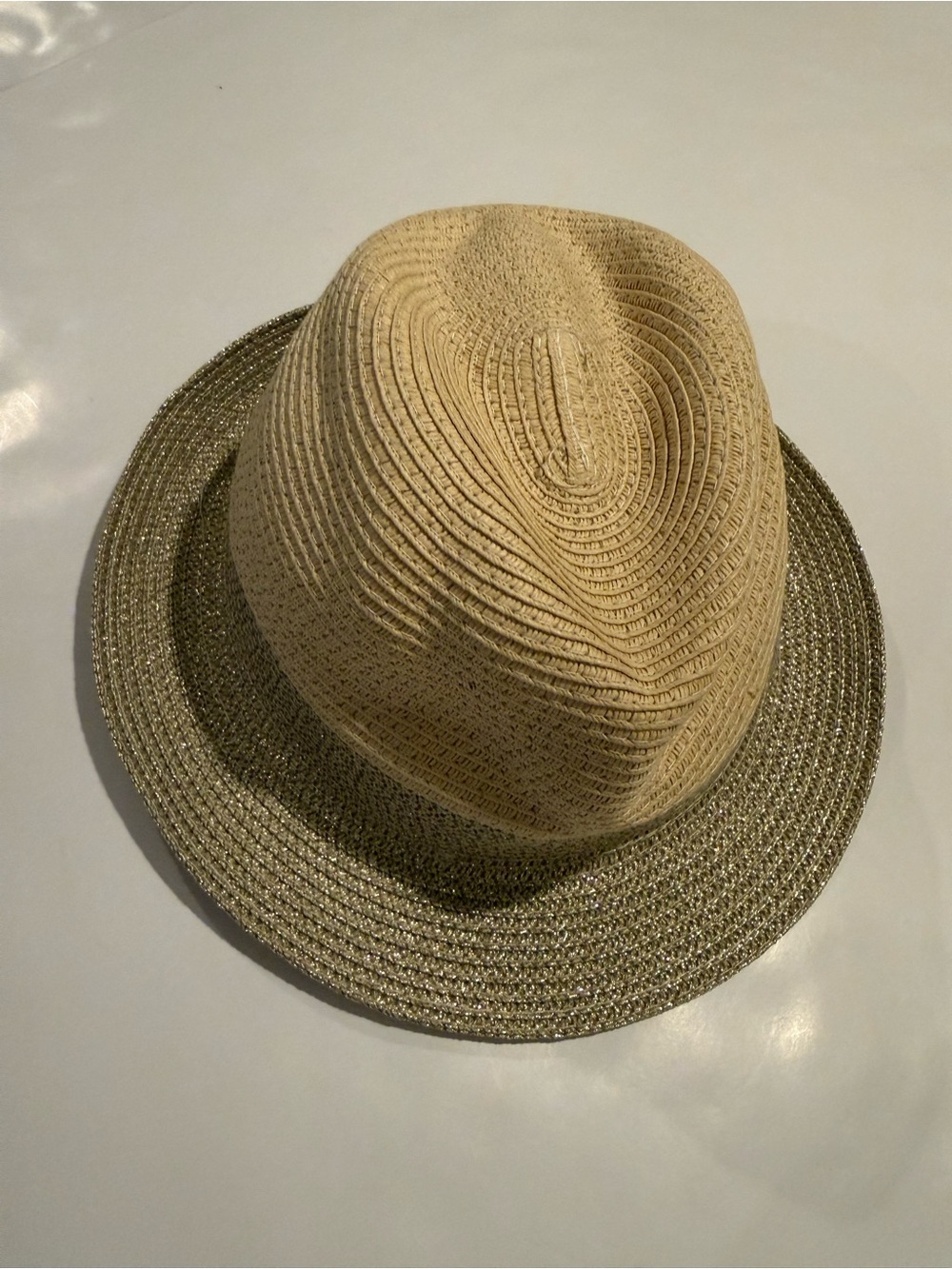 Target Two-Tone Straw Fedora Hat in Natural and Metallic Bronze